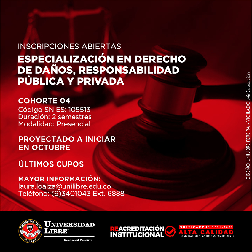 Especialización en Derecho de Daños y Responsabilidad Pública y Privada